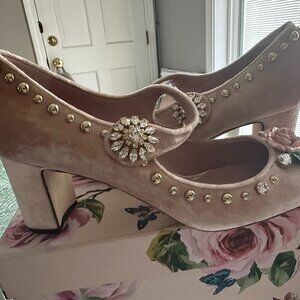 Dolce Gabbana Rosa Velvet Embellished Pumps -New/Box Size 41